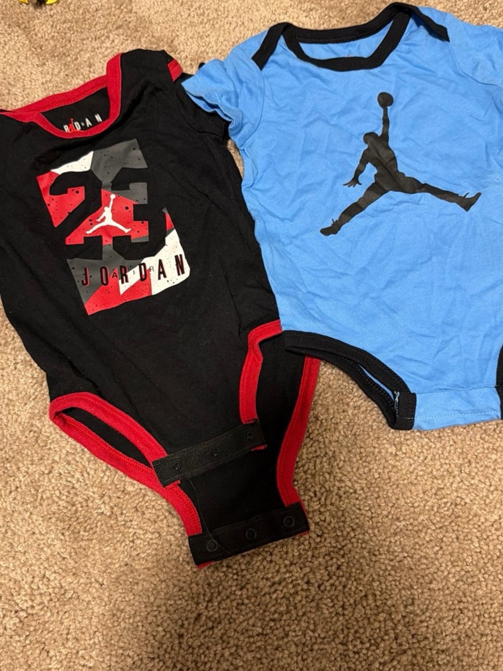 Jordan Baby One-Piece Bodysuit Set in Black & Blue with Red Trim